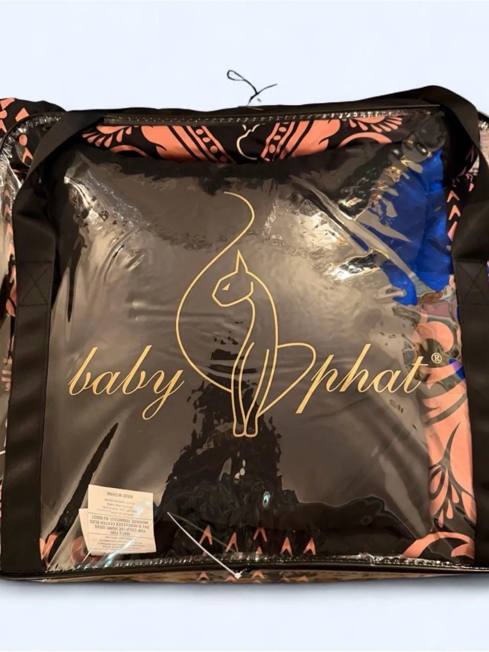 Baby Phat Black and Coral Damask Comforter Set - Queen